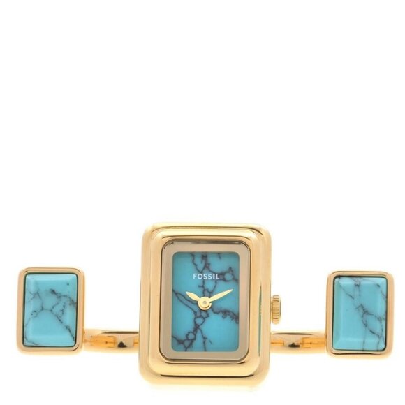 NWT Authentic Fossil Raquel Quartz Blue Dial Women's Watch Ring - Picture 1 of 3